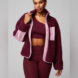 Fabletics Burgundy and Pink Tahoe Teddy Jacket NWT size medium